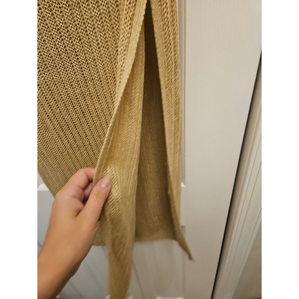 Camila Coelho Metallic Gold Open Knit Maxi Dress Side Slit Beach Coverup Medium